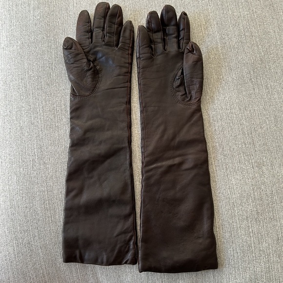 Club Monaco Dark Brown Leather Gloves - Picture 2 of 6